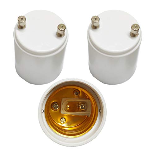 3 Pack GU24 to E26 E27 Adapter,AUSAYE Maximum Wattage 1000W Heat Resistant Up to 200℃ Fire Resistant Converts GU24 Pin Base Fixture to E26 E27 Standard Screw-in Socket