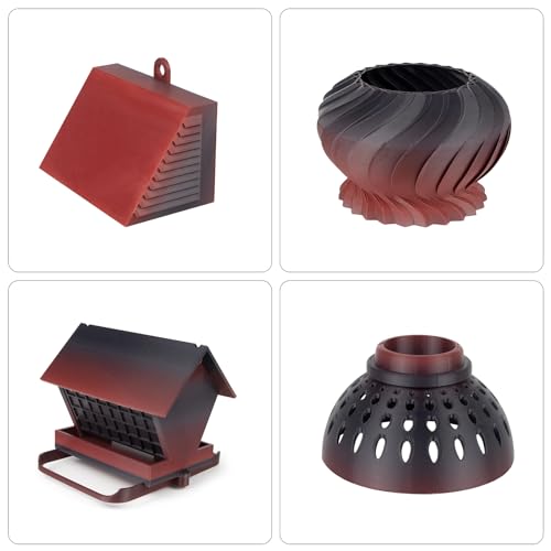 Image of Colored ASA Filament 1.75 + /- 0.02mm - UV /Rain /Heat Resistant Durable 3D Printer Filament, No Warping, Non Odor & Fumes - Perfect for Outdoor Functional Mechanical Parts, 1kg Spool /Red+Black