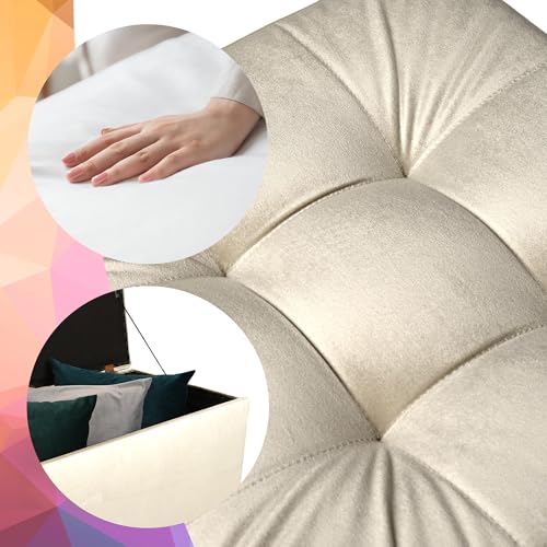 Pouf coffre crème pour masquer le désordre et gagner 100 L d'espace - 6