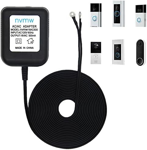 Doorbell Transformer, 18V / 500mA Power Supply Adapter Compatible with Nest Hello Video Doorbell, Arlo and Eufy Doorbell Ring, SkyBell, Nest, Vivint, Door Bell Transformers with 10.8ft/3.3m Cable