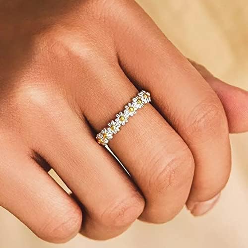 Flower Adjustable Rings for Women Daisy Ring for Girls Birthday Christmas Gifts for Duaghter Girlfriend