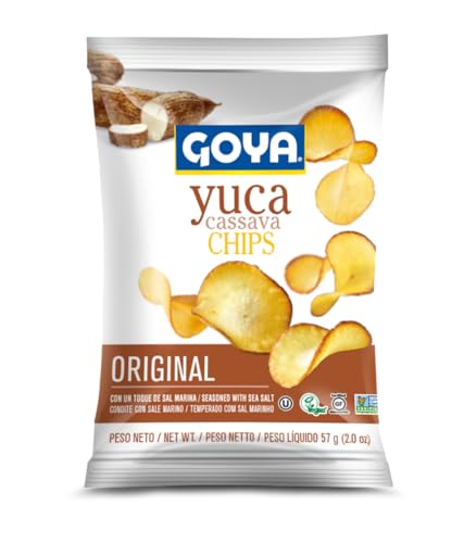 Goya Yuca Chips Salados Pack de 24x57g, Snack Crujiente con Sal Marina, Alternativa a Plátano Deshidratado