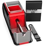 JEVX Maquina Liadora de Tabaco para Llenado de Tubos de Cigarrillos + Pitillera - Entubador Electrico para Llenado de Tabaco - Entubadora Electrica para Liar Tubos de Tabaco Picado Rojo