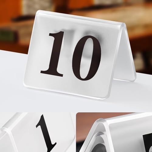 Dwustronne akrylowe stojaki na numery na stół - oznakowanie ślubne i restauracyjne (1-10 i 31-40) - idealne do kawiarni, barów i wydarzeń - wyświetlanie numeru recepcji