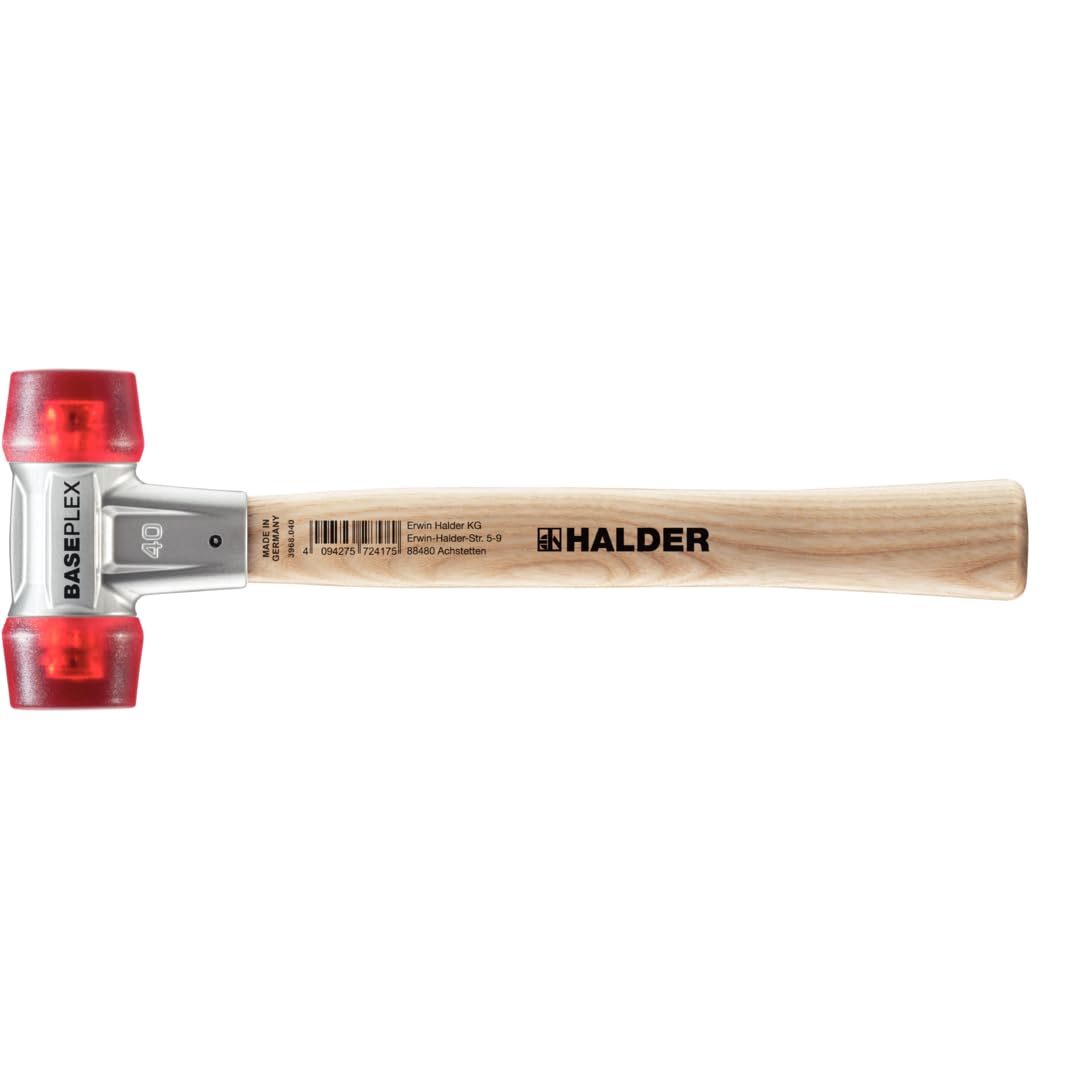 Halder Baseplex Soft-Faced Mallet 3906.040 - Hard Plastic Inserts, Zinc Die-Cast Housing, Overstrike Protector, 40mm, 17.99 Oz.
