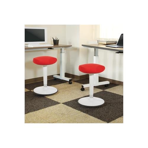 Image of Office Star Active Seating Adjustable 24-34 Inch Height and 360-Degree Wobble Design Perch Seat with Non-Slip Base, Red