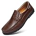 Go Tour Men's Premium Genuine Leather Casual Slip on Loafers Breathable Driving Shoes Fashion Slipper A Dark Brown 9/43