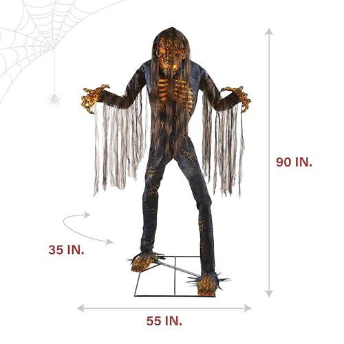 Haunted Hill Farm Motion-Activated 7.5-Ft. Tall Smoldering Ghoul, Plug-in Talking Scare Prop Animatronic with Spooky Sound Effects and Lights for Indoor or Covered Outdoor Creepy Halloween Decoration by Haunted Hill Farm - Image 5