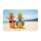 WXWJSHMGC Beach Two Ananas Kieselgur Matte, rutschfest, sofort trocknend, umweltfreundlich, Kieselgur Badematte, 50 x 80 cm