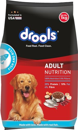 Image of Drools Adult Dry Dog Food 1kg | Fish and Rice Flavour | Fish & Rice Formula | Gentle on Gut | Helps Maintain Strong Muscles and Vitality | Organic Chelated Minerals