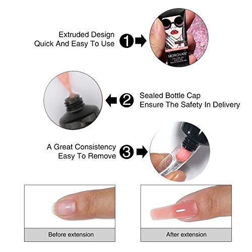 Morovan Nail Polygel Kit Nail Extension Nail Builder Gel Milk Nude Brown Beginner at Home All-in-One Kit