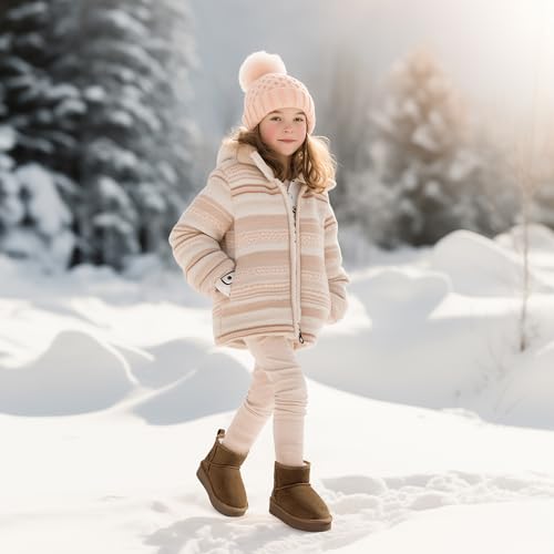 Hehainom Girls Boots Kids Snow Boots Winter Faux Fur Lined Warm Shoes Toddler Little Big Kid Ankle Booties3