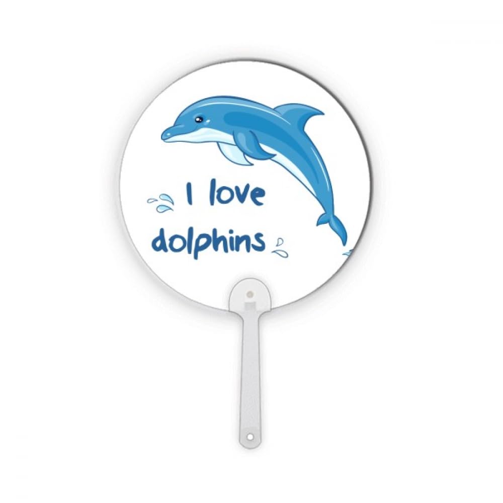 Éventail rond plastique no/no I Love Dolphins rigide et très résistant