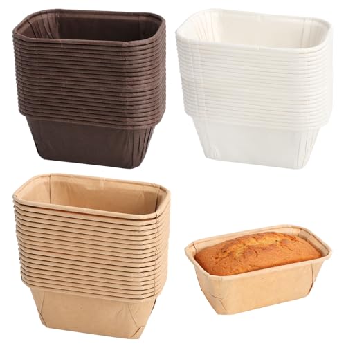 SLIAXINT 150 Pièces Moule Mini Cake Moules à Gâteaux Jetables, Rectangulaires en Papier Antiadhésif, Mini Plat de Cuisson pour Plumcake, Gâteaux, Muffins,Tartes, Petit Pains 8 * 4 * 4cm