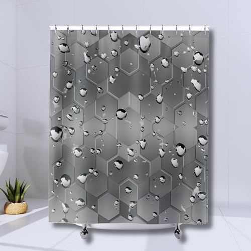 Cortina de ducha impermeable, decoración geométrica de baño, moderna mampara de baño de 180 x 150 cm, lavable, incluye 12 ganchos, elegante cortina de ducha para uso doméstico y spa