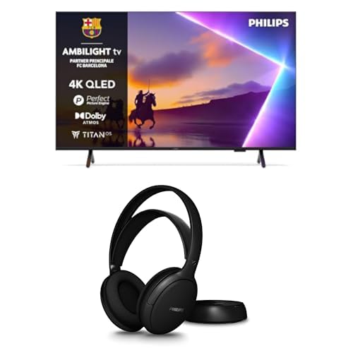 Philips Ambilight 55PUS8510 4K QLED Smart TV Pantalla de 55 Pulgadas SHC5200M2 Auriculares Inalámbricos para TV