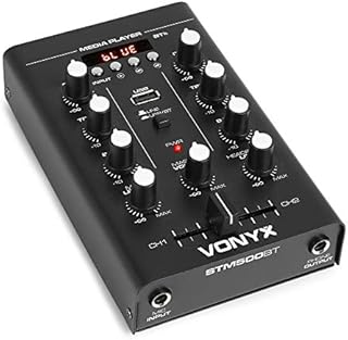 VONYX 2 Channel Desktop DJ Mixer with Bluetooth, Crossfader, USB Player with Mic Input