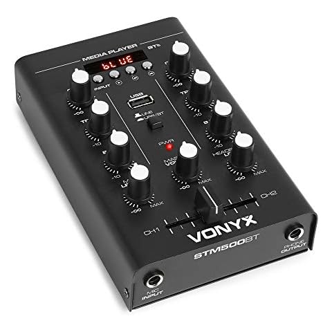 VONYX 2 Channel Desktop DJ Mixer with Bluetooth, Crossfader, USB Player with Mic Input Cover