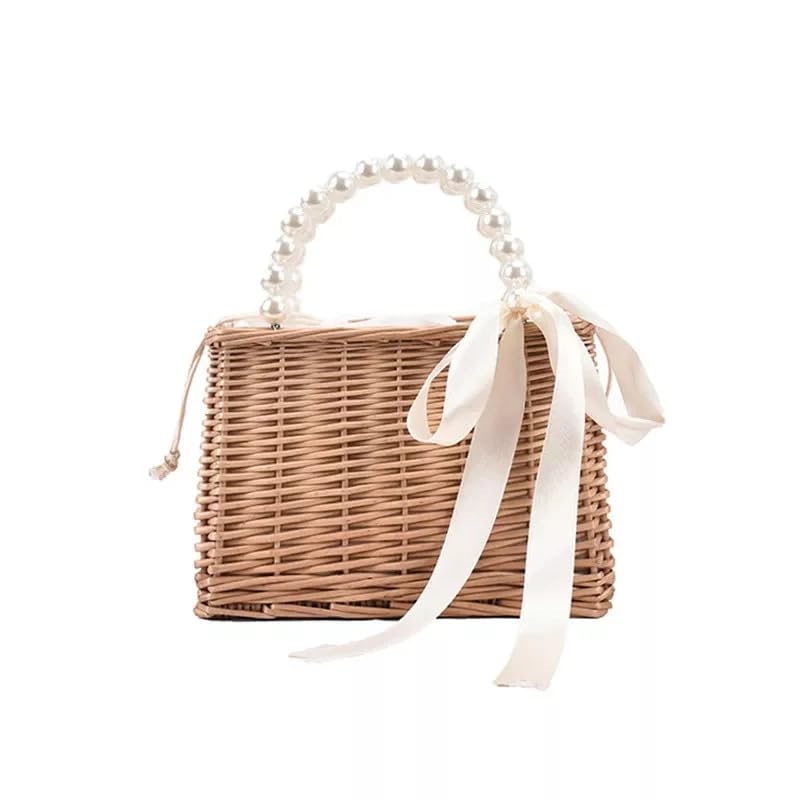 Peelorange Handmade Straw Beach Bags for Women with Pearl Handle | Rattan Bag, Woven Wicker Purse, Crochet Beach Totes India Gifts for women (1 PC) (Beige) (B0D3QG7Y1H) Amazon Price History, Amazon Price Tracker