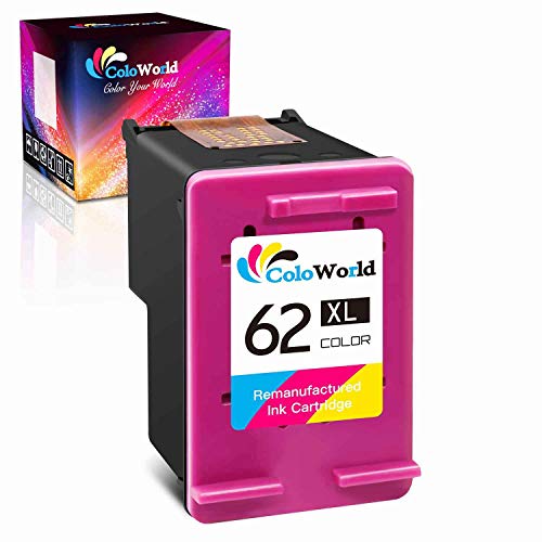 ColoWorld Remanufactured Ink Cartridge Replacement for HP 62XL 62 XL Work with Envy 7640 5660 5540 5661 5642 5640 5640 5663 5544 5542 5549 OfficeJet 5740 250 5745 5746 200 Printer Tray ( 1 Color)