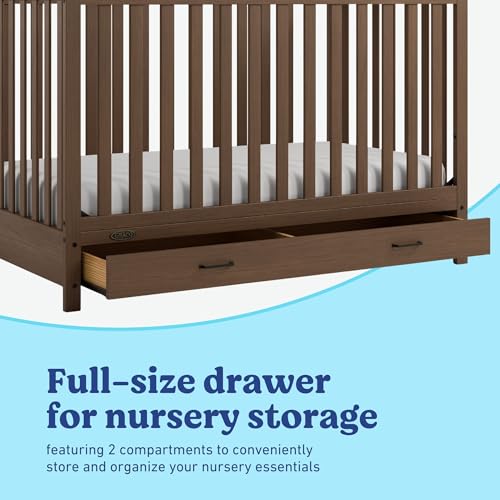 Graco Benton 5-in-1 Convertible Crib with Drawer (Hazelnut) – GREENGUARD Gold Certified, Converts from Baby Crib to Toddler Bed, Daybed and Full-Size Bed, Full-Size Nursery Storage Drawer