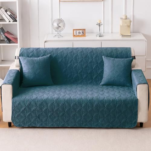 Image of HOKIPO 100% Leakproof Quilted Cushion Cover for Sofa 16x16 Inches, Set of 2, Prussian Blue (AR-6280-PBL*2)