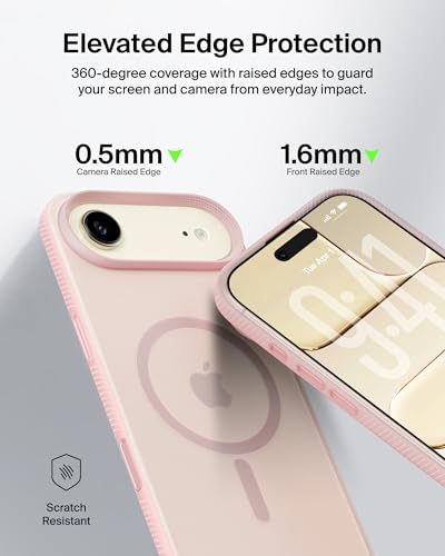 Image of Belkin for iPhone 17 Air Case, Grip, MagSafe Compatible w /Anti-Scratch & Anti-Yellowing Coating, Touch Sensitive Camera Control - Military Grade, Anti-Slip, Magnetic, Shockproof, Protective | Pink