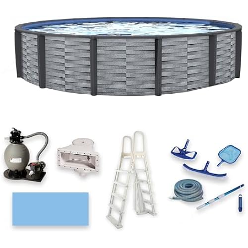 Affinity 24-ft Round 52-in Deep 7-in Top Rail Resin Swimming Pool Package