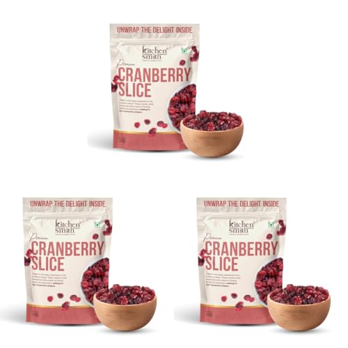 Image of KitchenSmith Cranberry Slice - 250gm | USA Origin Sliced Cranberries, Rich In Calcium, Healthy Snack For Kids & Adults Also Boost Immunity (Air Tight Pouch) (Pack of 3)