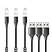 NetDot Gen10 3 in 1 Nylon Braided Magnetic Fast Charging Cable with Side LED Compatible with Micro USB & USB-C Smartphones and i-Product(5ft/3 Pack Black)