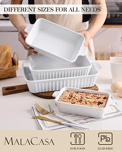 Malacasa Casserole Dishes For Oven, Porcelain Baking Dishes, Ceramic Bakeware Sets Of 4, Lasagna Pans With Handles For Baking Cake Kitchen, White (9.4"/11.1"/12.2"/14.7"), Series Bake.bake #TOP3