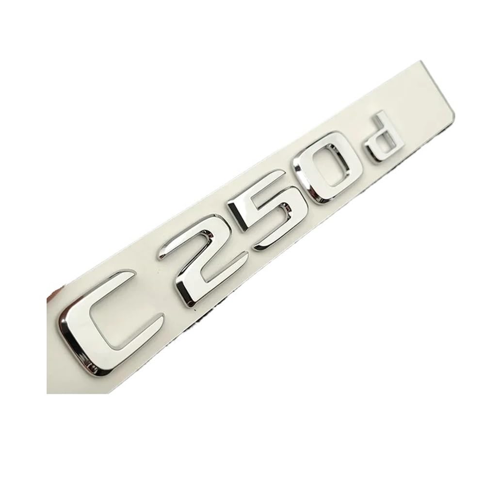 YTQMoreBNZ YYDStes ABS C250d Car Rear Trunk Emblem Badge Glossy Black Chrome Letters Compatible With Car Logo Mercedes C250d W205 W204 S