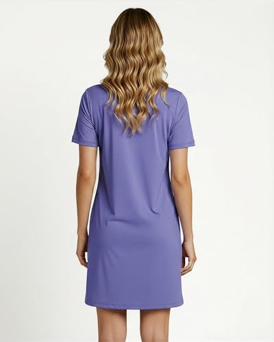 Image of Real Essentials 3 Pack: Women's Short Sleeve Nightgown Dress - Nightshirt Pajama Sleep Shirt Sleepwear (Available in Plus)