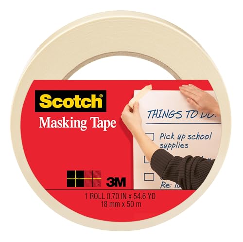 Scotch Masking Tape, 0.70 in x 54.6 yd, Applies Easily,