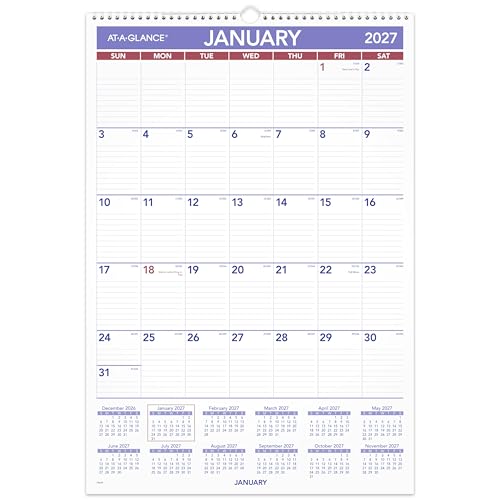 Image of AT-A-GLANCE 2027 Wall Calendar, Monthly, 15.5 inch x 22.75 inch Planner, Ruled Daily Blocks (PM32827)