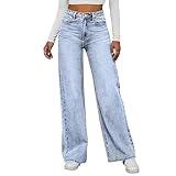 Pantalón Mujer Tejanos Anchos Ancho Premama Elasticos Jeans Tiro Alto, Tiro Alto Vestir Baggy Push Up Trabajo Tallas Grandes Pantalones Vaqueros Mujer, M