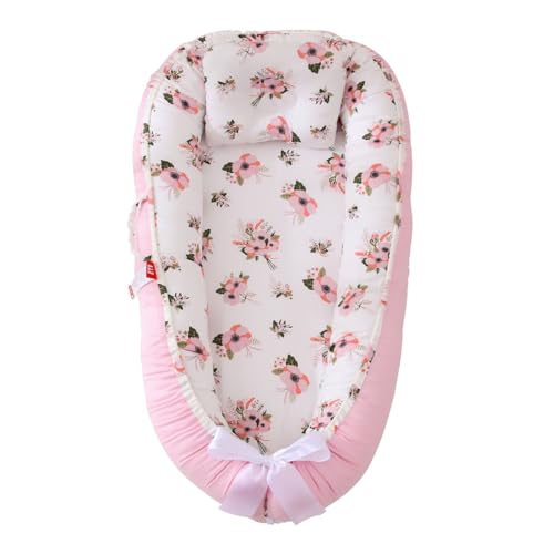 Image of Gaoxianglin Soft Cotton 𝗕𝗮𝗯𝘆 𝗻𝗲𝘀𝘁 Lounger for 𝗻𝗲𝘄𝗯𝗼𝗿𝗻 - Portable Co-Sleeper Floor Seat, 𝗶𝗻𝗳𝐚𝗻𝘁 Snuggle Pillow for 0-24 𝗠onths(Color: 49), Size