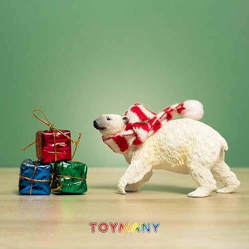 Image of Toymany 6PCS Polar Bear Figurines Toy with Polar Bear Cub, 2-4 inch Realistic Plastic Arctic Animals Figures Family Set for Christmas Educational Toys Cake Toppers Birthday Gifts for Kids