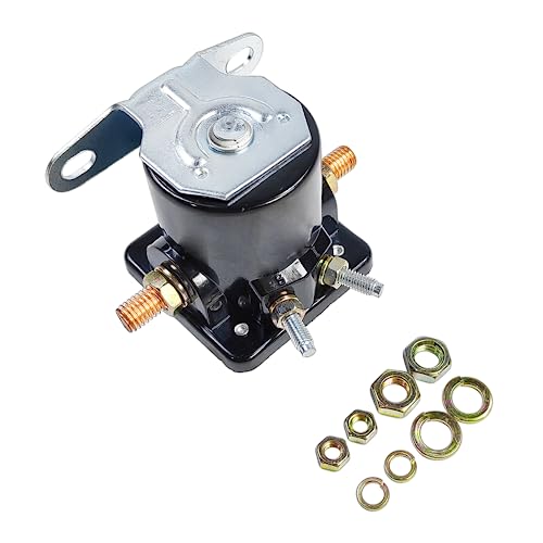 12V 4-Terminal Starter Solenoid Relay SS581 | Fit for Jeep Lincoln Mercury, Ford Bobcat Perkins, Johnson New Holland Volvo Penta Evinrude | OE# SS581T B-6A-11450A C6AF C7AF C3912 C9AF 50-430 (Black)