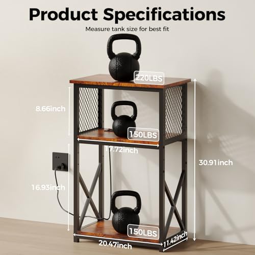 HavenlyYouth 10 Gallon Fish Tank Stand with Power Outlet , 3 Tier Aquarium Stand with Shelf, Turtle/Reptile Tank Stand for Home Office ,Adjustable Boards, 20.47\'\'L×11.42\'\'W×30.91\'\'H, Retro Brown