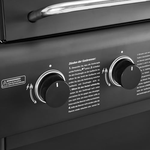 Foto von TAINO COMPACT Gasgrill Grillwagen Griller BBQ Edelstahl-Brenner Gas-Grill schwarz Balkon City (3+0, Schwarz)
