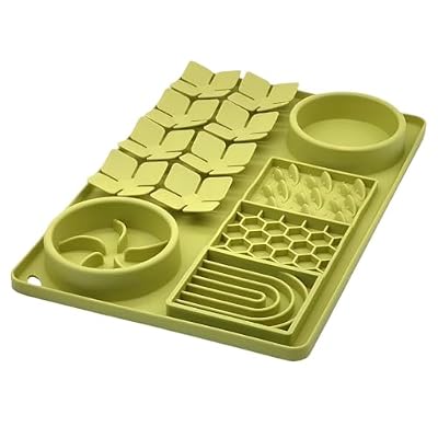 Evenco Slow Feeder Bowl, Silicone Lick Mat with Suction Cups for Dog Cat, Snuffle Mat for Pet Smell Training, Puzzle Toys for Bored Puppy, Interactive Sniff Mat for Slow Eating and Keep Busy, Green