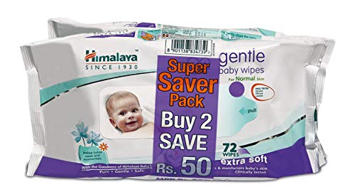 Image of Himalaya Baby Shampoo (400 ml), Massage Oil (500ml) and Gentle Wipes (72 Napkins of 2 Packs) Combo