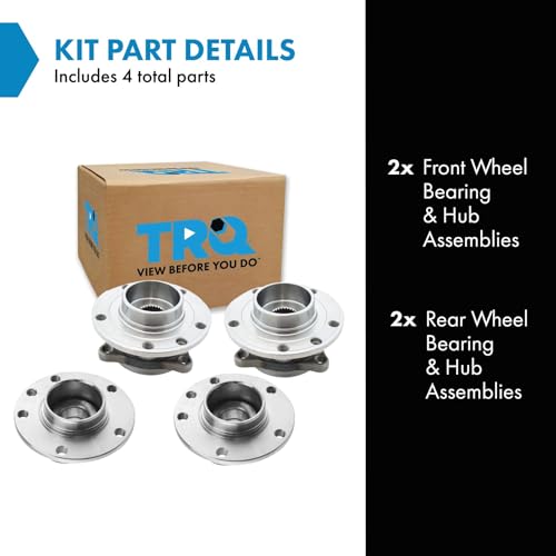 Image of TRQ 2 Piece Front Rear Wheel Bearing & Hub Assembly Set Compatible with 2013-2016 Dodge Dart
