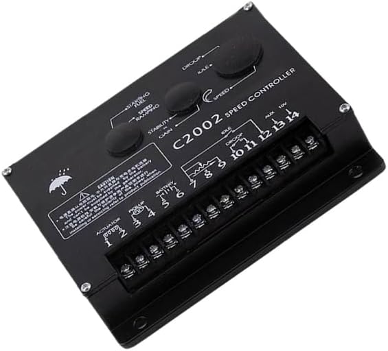 Angled top view of the C2002 Speed Controller, showing the terminal block and control knobs.