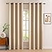 MIULEE 2er Set Verdunklungsvorhang Soft Blickdicht Vorhang Gardinen Raumverdunkelung mit Ösen Thermogardine Ösenvorhang Verdunkelungsgardinen für Schlafzimmer Wohnzimmer, 140x245cm, Beige