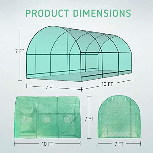 image for VIVOSUN 10x7x7 Ft. Large Walk in Greenhouse, Greenhouse Tunnel, Garden