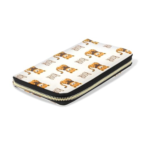 Long Wallets Leather Bifold Wallet for Women Tiger Cartoon with Zipper Credit Card Holder Large Capacity4