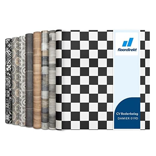 Floordirekt | Atlantic | Rouleaux, Dalles et lames PVC | 200 x 300 cm | Épaisseur de 2,7 mm | Idéal pour les passages intensifs cuisine, le salon, le couloir et la chambre | Damier 019d