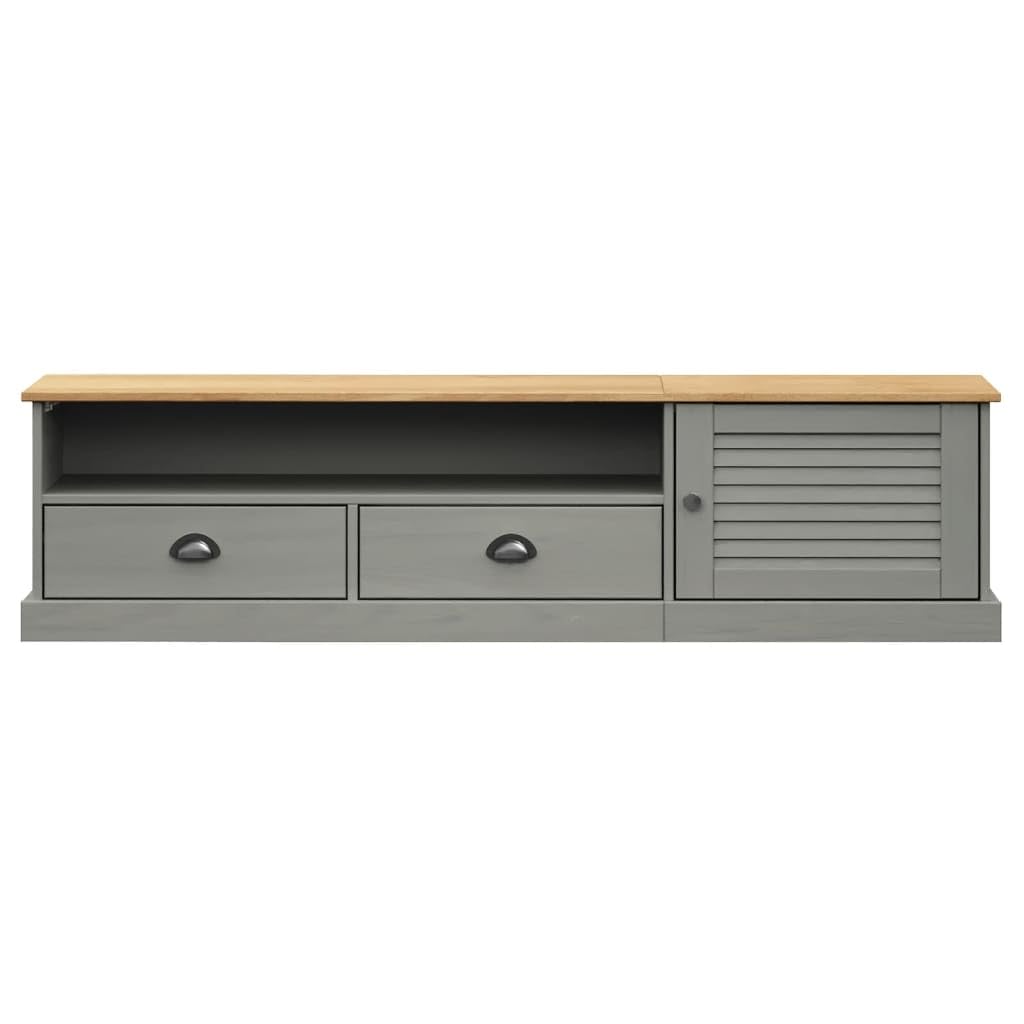 Mobile libreria e porta tv Mobile camera Mobile Porta TV VIGO Grigio 156x40x40 cm Legno Massello di Pino